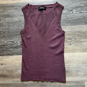Express Women's Mauve Ribbed Tank Top